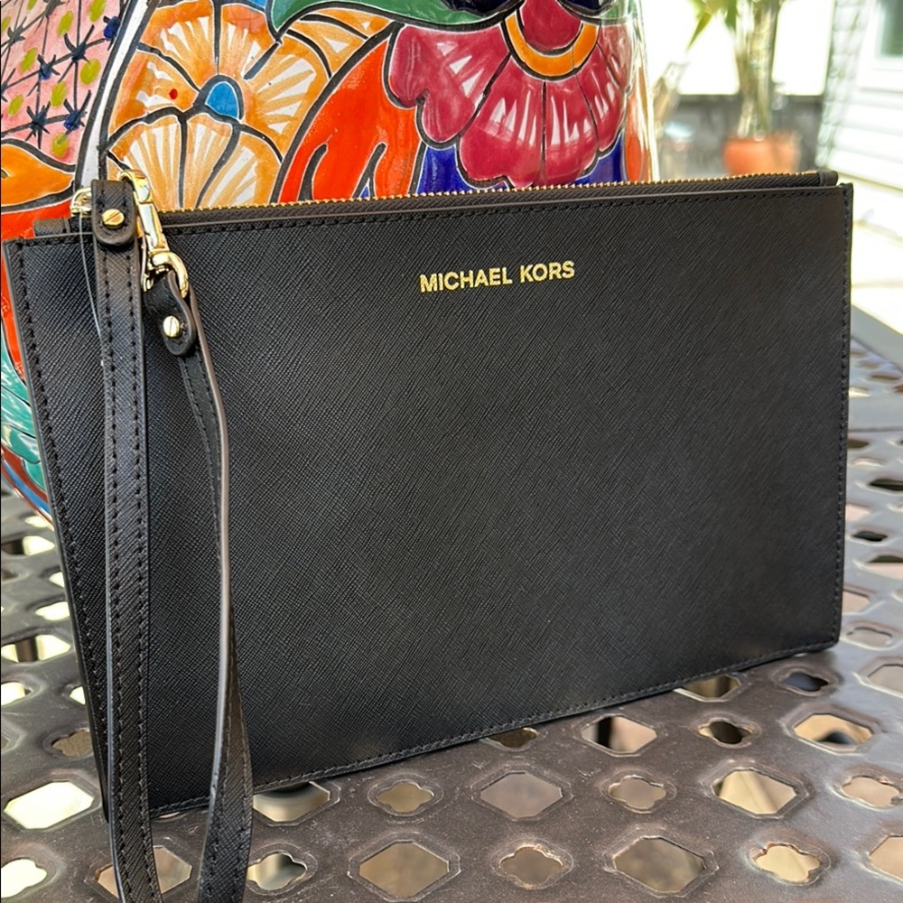 Michael Kors Black Clutch with Gold Hardware - Picture 1 of 5